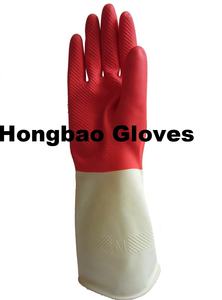 Guantes de goma natural <span class=keywords><strong>bicolor</strong></span> de 70g, látex impermeable duradero rojo y blanco para limpieza de cocina para protección diaria de invierno y verano - Product Image 3