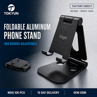 Support de téléphone de bureau réglable en alliage d'aluminium à 360 degrés, pliable, pour téléphone portable, tablette, OEM, ODM, vente en gros