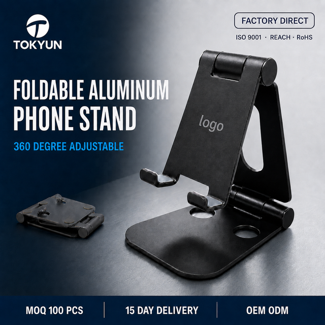 Adjustable Aluminum Alloy 360 Multi-Angle Desk Phone Stand Foldable Cell Phone Holder Smartphone Tablet OEM ODM Wholesale