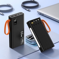 Meilleure Vente : Batterie Externe 20000mAh avec Écran LED, Double Port USB/Micro USB/Type-C, Charge Rapide 22.5W et 4 Câbles Intégrés, Haute Capacité
