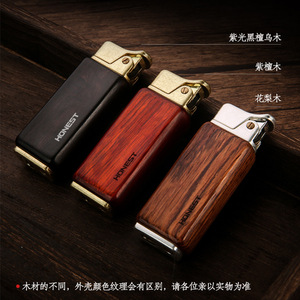 Encendedor de Queroseno de Madera de Sándalo, Recargable, Encendido por Presión, Estilo Retro, Regalo para Hombre - Product Image 2