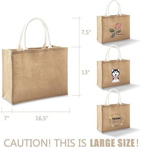 Eco Friendly Recycled Custom Logo Printing Women's Linen Handbag Reusable Travel Handle Gift Shopping Tote Jute Bag With Zipper - Product Image 2