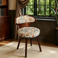 Chaise de salle à manger BST en bois massif, style français minimaliste moderne, avec dossier pivotant, pieds en hêtre, revêtement en tissu pour la salle à manger à domicile
