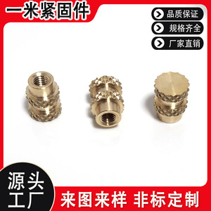 Inserts filetés moletés en laiton M4 M5 M6 M10 métriques à pas grossier DIN 548-1986 Grade A traités thermiquement pour équipements de communication - Product Image 5
