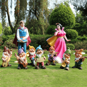 屋外大型グラスファイバー樹脂製漫画アニメ白雪姫七人の小人彫刻 - Product Image 1