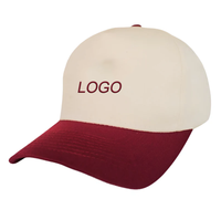 Gorra de golf de 5 paneles de alta calidad con logotipo bordado personalizado, visera curva roja, Snapback estructurado, estilo formal con etiqueta privada