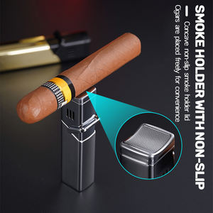 Recharge en métal moderne Gaz Cigarette Poche Cigare Chalumeau Briquet Quatre <span class=keywords><strong>Jet</strong></span> Flamme Butane Personnalisé Prix Usine pour Cadeaux - Product Image 4