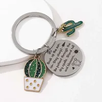 Porte-clés léger en métal émaillé, motif cactus de dessin animé mignon en pot, fait main, pour femmes et hommes, idéal comme cadeau, bijou, accessoire pour téléphone ou sac