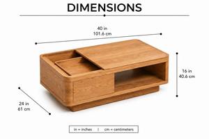 Mesa de Centro Rectangular Clásica Moderna con Marco Abierto de Madera Seca Cepillada, Mesa de Centro para Sala de Estar, Muebles Contemporáneos para el Hogar - Product Image 5
