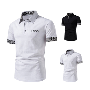 T-shirt à manches courtes pour homme, nouvelle collection été, imprimé uni, patchwork, respirant, tricoté, 180g, col classique, coupe régulière - Product Image 1
