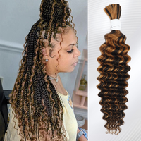 Prix bon marché, cheveux en vrac, tressage, extensions de cheveux, cheveux humains indiens bruts bouclés en vrac pour le tressage