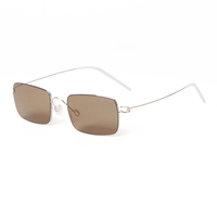STY21008M OEM Lunettes de soleil rectangulaires sans monture ultra-légères 15g, monture en fil métallique vintage, verres teintés, vente en gros