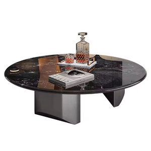 Tavolino da Caffè dal Design Moderno con Lato in Marmo, Arredamento per Soggiorno, per Casa o Hotel, Materiale Metallico - Product Image 3