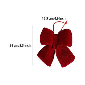 Copo de nieve Elk Terciopelo rojo Adorno de Navidad Colgante Rojo Flocado Colgante de Navidad Adorno de árbol para vacaciones Decoración de fiesta en casa - Product Image 2