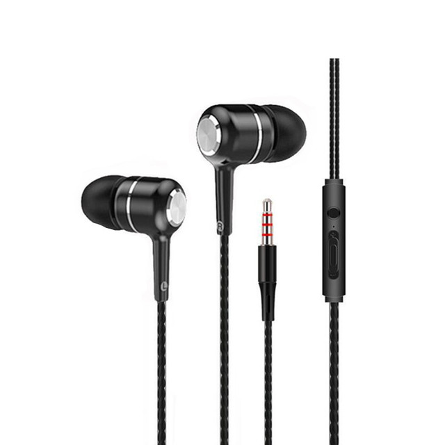 Black and White Hifi in Ear Wired Mega Bass 3.5MM Earphone Cable with Mic