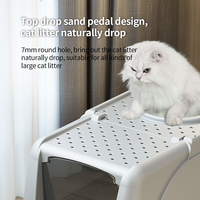 Bac à litière pour chat en acier inoxydable et plastique 65L entièrement fermé anti-éclaboussures, toilette antiadhésive à pédale, désodorisant, écologique, facile à nettoyer