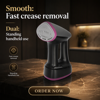Fer à vapeur portable pour vêtements avec fonction d'aspiration, 1500W, plaque chauffante en céramique et réservoir amovible