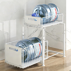 Organisateur de rangement coulissant en métal à 2 niveaux, réglable en hauteur, multi-usages, pour placard de cuisine, sous évier ou armoire de salle de bain - Product Image 2