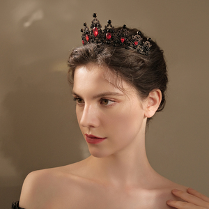 Serre-tête de mariée baroque en diamant, couronne colorée en cristal et bijoux pour mariage, Halloween, danse - Product Image 2