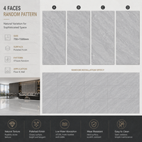 Carrelage en céramique gris clair grand format, finition polie, 4 faces, motif aléatoire, moderne, pour projets commerciaux et résidentiels