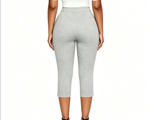 Pantalon Capri Décontracté <span class=keywords><strong>Femme</strong></span> <span class=keywords><strong>Taille</strong></span> Élastique <span class=keywords><strong>Taille</strong></span> Haute Détail Nœud Couleur Unie Coupe Évasée Ourlet Fendu Ample 100% <span class=keywords><strong>Coton</strong></span> - Product Image 2