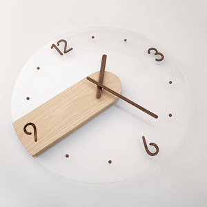 Minimalist Nordic Wall <b>Clock</b> Solid Wood Acrylic Round <b>Silent</b> Living Room Home Decorative Modern Design - Product Image 3