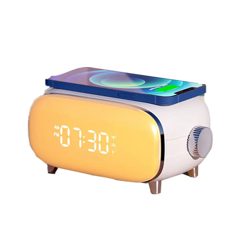 15w Qi Wireless Charger Alarm Clock Sunset White Noise Sound Fm Radio Sound Machine Sleep Clock