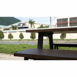 Mesa de madera de aliso de diseño moderno con patas de acero plegables para uso en hoteles y talleres - Product Image 1