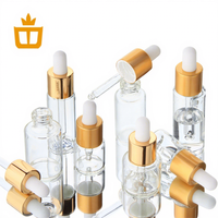 HOPECK Bouteille en verre givré personnalisable pour huiles essentielles/sérums, 5/10/20/30/50 ml, avec pipette compte-gouttes à collier doré 20/415