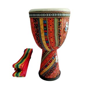 Tambor de mano africano, instrumento rítmico para formación de equipos, tambor de mano para principiantes, estilo étnico, tambor africano de 8 pulgadas - Product Image 1