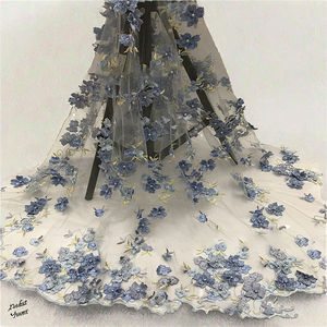 Высококачественная индийская Свадебная четырехлистная кружевная сетчатая ткань, лидер продаж, вышитая бисером, быстросохнущая швейная 100% из полиэстера - Product Image 3