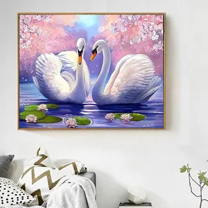 Full Square/Round Rhinestone 5D DIY Embroidery Cross Stitch Kits Home Decoration Wholesale Diamond Painting Swan For Gift