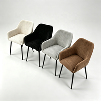 Fauteuil de salle à manger contemporain en gros, revêtement en chenille douce, pieds en métal robustes, pour usage domestique et hôtelier