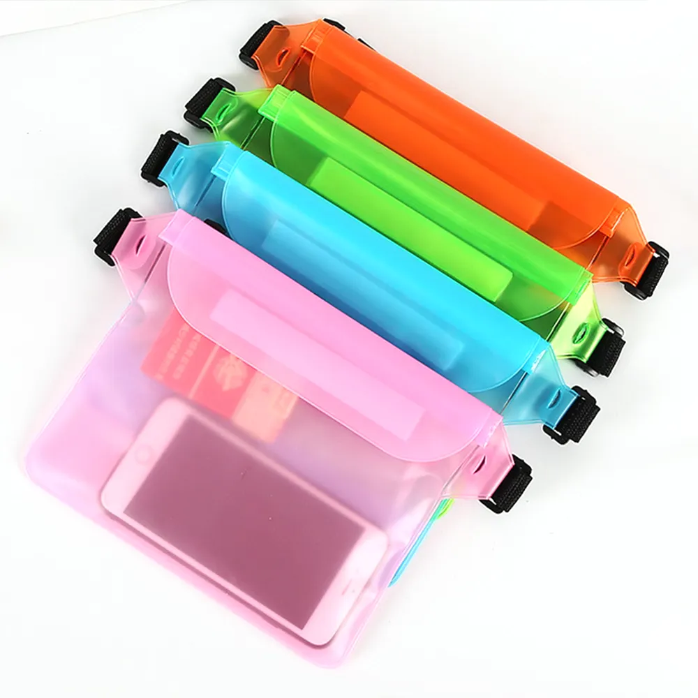 Waterproof Large capacity Cellphone Pouch with Waist Strap, 3 Layer lock transparent waist bag to protect your valuables