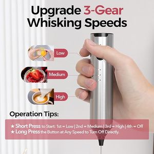 겔링 신형 3단계 속도 조절 전동 핸드헬드 우유 거품기 공장 공급업체 커피 믹서 비터 (2개의 거품기 포함) - Product Image 5