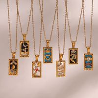 Nouveau design bijoux de noël cadeau coloré géométrique significatif lune soleil amant acier inoxydable tarot colliers pour femmes