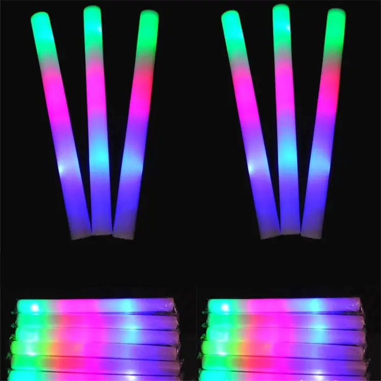 Promotion RGB 40CM 3 Modes LED Foam Stick Colorful LED Flashing Foam Baton For Party
