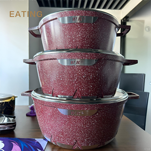 Bán Buôn Nhà Máy Ban Đầu 6 <span class=keywords><strong>Pcs</strong></span> 3 Chậu 3 Nắp Đậy Công Suất Lớn 32-36-40 Cm Lẩu Bộ Nhôm Gas-Nồi Không Dính Stockpot - Product Image 2