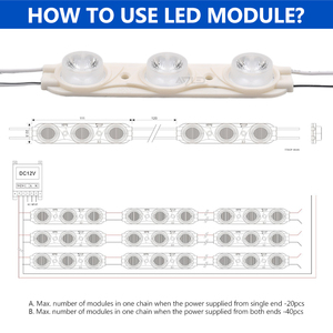 Module LED en aluminium haute puissance 3W Edgelit 111x22mm 16*27 ° Lumière blanche à angle de faisceau large, injection ABS, 12V, lentille IP67 pour enseigne lumineuse - Product Image 2