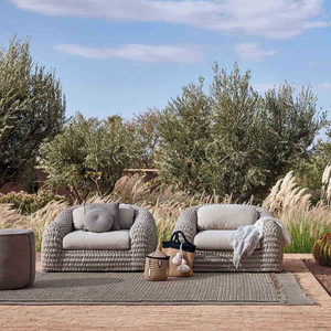 Ensemble de canapés en rotin tressé de haute qualité au design moderne avec coussins pour hôtel, villa, parc, mobilier de jardin extérieur - Product Image 1