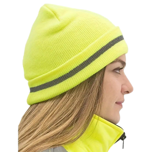 Bonnet de course nocturne réfléchissant en tricot pour adulte, haute visibilité, à carreaux, en tricot néon, courant - Product Image 1