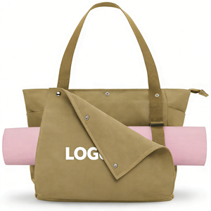 特大キャンバスヨガトートバッグ 40L容量 ジムバッグ マット、シューズ、衣類用の独立したコンパートメント付き - Product Image 1