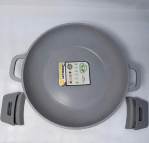 FOURM 36CM Casserole peu profonde antiadhésive avec revêtement en granit, en aluminium moulé sous pression, avec couvercle en verre, technologie allemande <span class=keywords><strong>Greblon</strong></span> C3, ustensiles de cuisine - Product Image 4