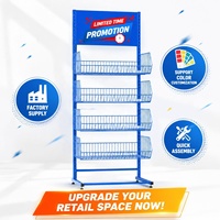 Présentoir mobile métallique personnalisé pour bonbons avec roulettes, étagères multi-niveaux en treillis métallique pour chips et snacks en magasin de détail