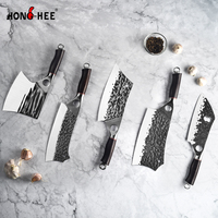 Couteaux de boucherie et de désossage en acier inoxydable 5Cr15Mov à motif martelé, ensemble de couteaux de cuisine serbes pour chef