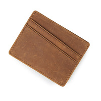 Dompet Kartu Kulit Asli Vintage Grosir Dompet Koin Kulit Sapi dengan Banyak Slot Kartu RFID Anti-pencurian Dompet Mini Portabel