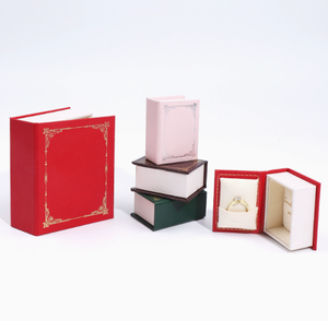 Luxury Handmade <b>Mini</b> <b>Book</b> Style Jewelry Box Retro Flip Magnetic Ring Box Velvet Lined Leatherette Paper Jewelry Packaging Gift - Product Image 5