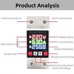 Protecteur intelligent KESI-63P 2P 63A 220V avec affichage numérique du voltage et du courant, dispositif de protection contre les surtensions - Product Image 3