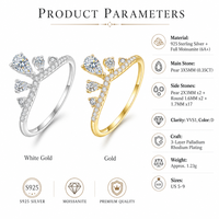 Bague en Moissanite en Argent Sterling 925, Forme Poire 3x5mm, Couleur D VVS1, Couronne en V, 2 Couleurs, Bijoux pour Femme