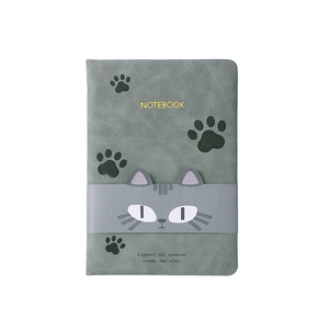 2027 A5 Kedatangan Baru Buku Catatan Kulit Imitasi Motif Kucing Abu-abu Cetak - Jahitan Benang - Embos - Stempel Emas - Hadiah - Product Image 1
